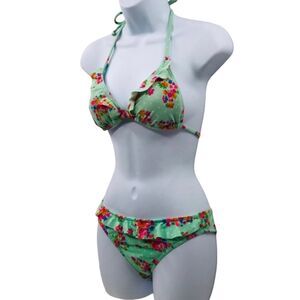 Delia Triangle Bikini Mint Green and Ditzy Floral Print NWOT Fairy